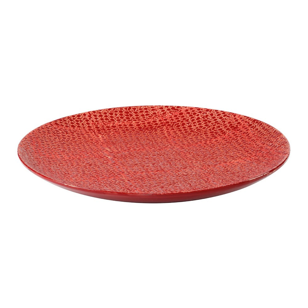 Decorative Tabletop Accent Plate, 20 Inch Red Gold Speckled Finish - BM350032