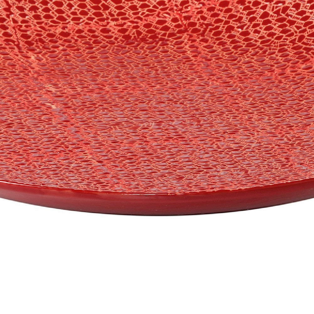 Decorative Tabletop Accent Plate, 20 Inch Red Gold Speckled Finish - BM350032