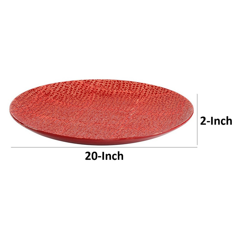 Decorative Tabletop Accent Plate, 20 Inch Red Gold Speckled Finish - BM350032