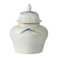 Decorative Ginger Jar with Lid, 17 Inch White and Blue Porcelain - BM350034