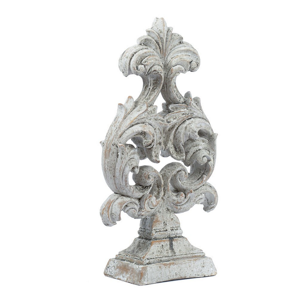 Deki Sculptural Tabletop Decor, Baroque Inspired Crested Arrow, Gray - BM350035