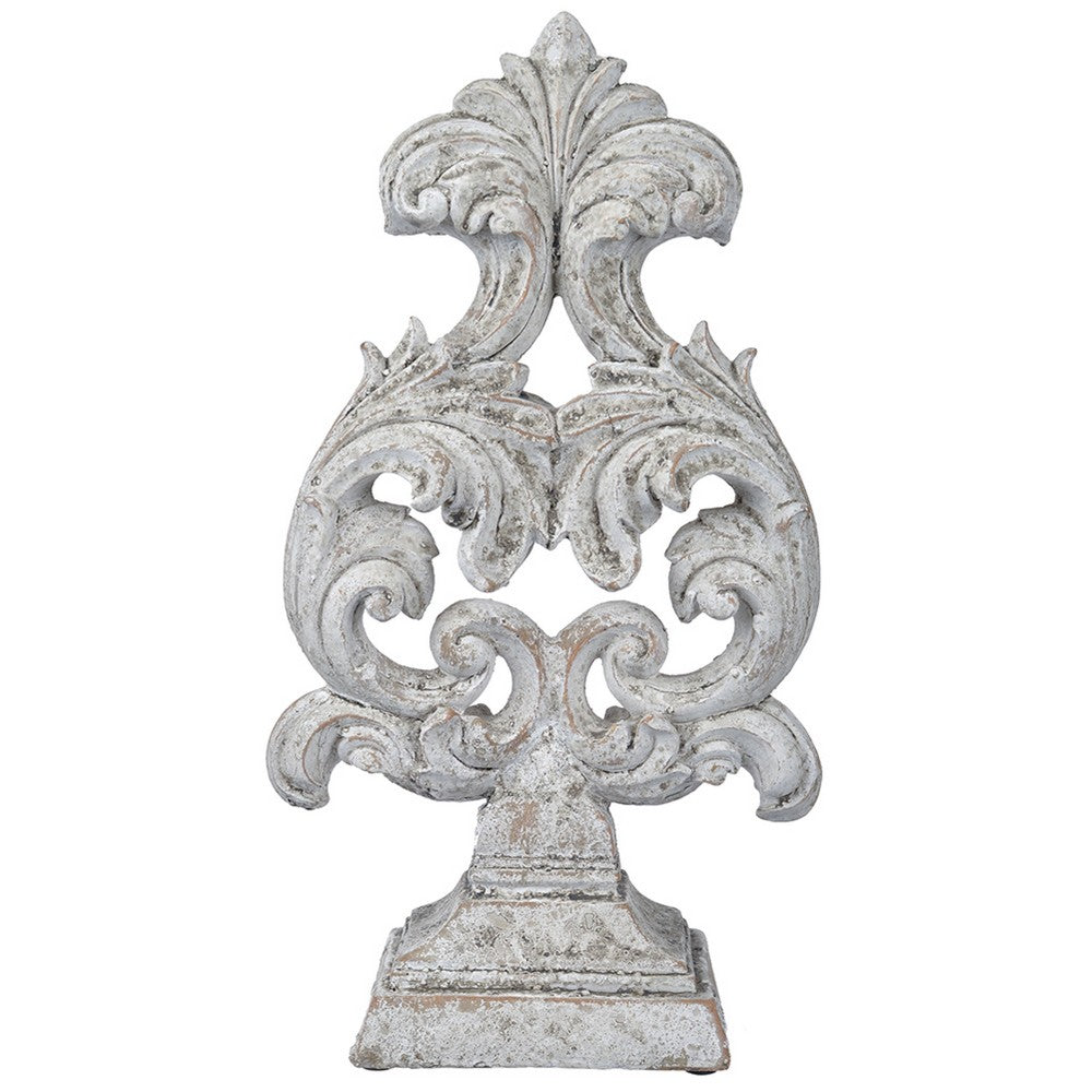 Deki Sculptural Tabletop Decor, Baroque Inspired Crested Arrow, Gray - BM350035