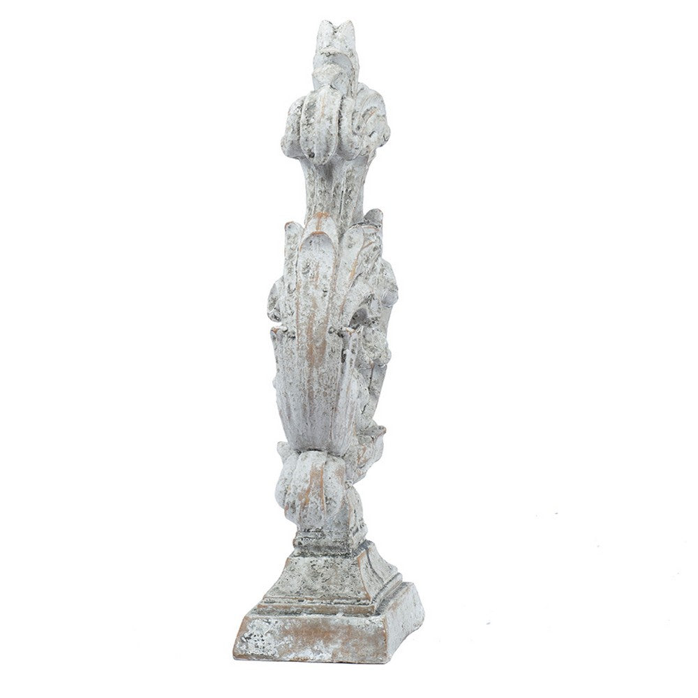 Deki Sculptural Tabletop Decor, Baroque Inspired Crested Arrow, Gray - BM350035