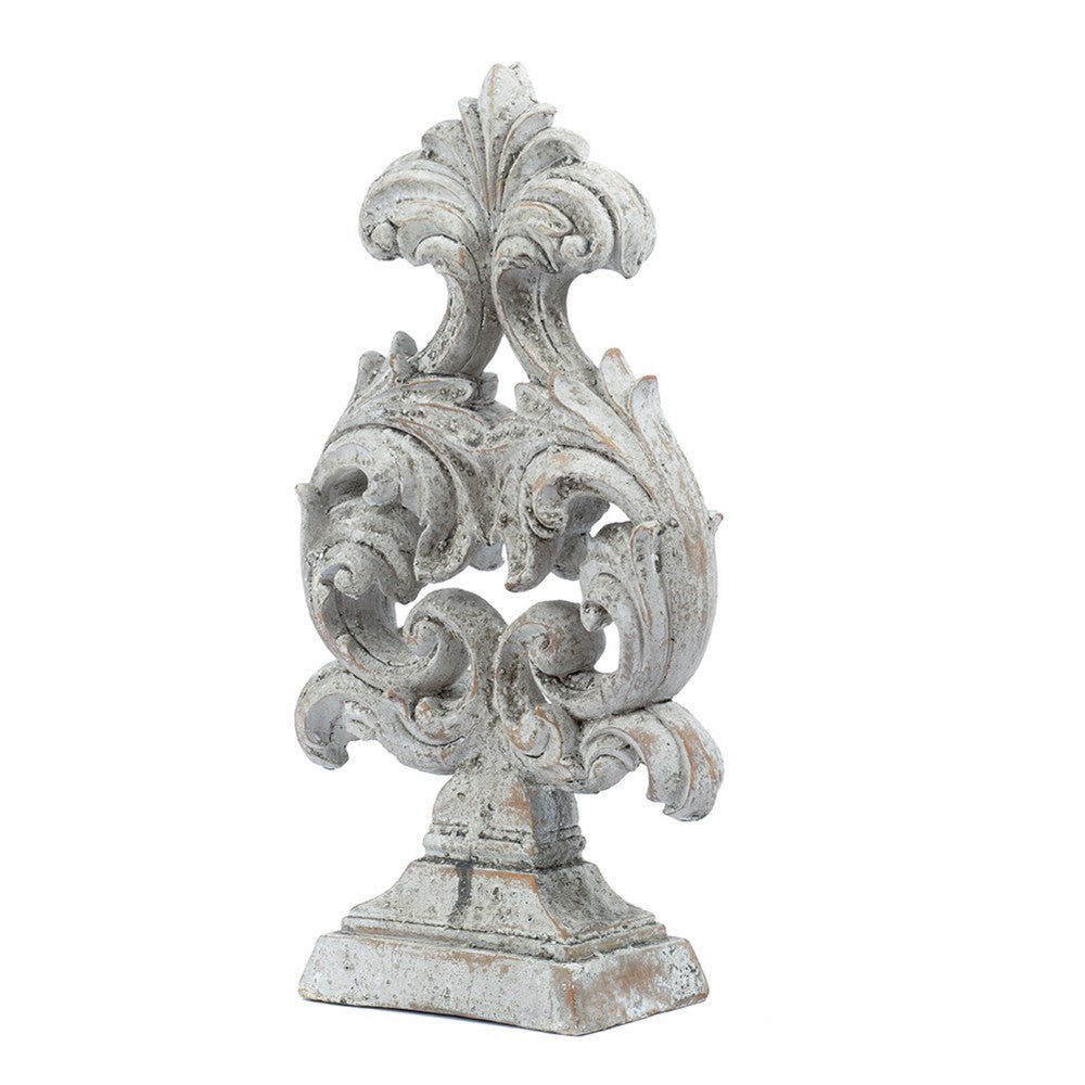 Deki Sculptural Tabletop Decor, Baroque Inspired Crested Arrow, Gray - BM350035