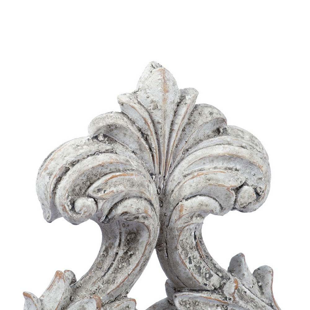 Deki Sculptural Tabletop Decor, Baroque Inspired Crested Arrow, Gray - BM350035