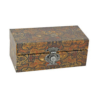 Storage Box Set of 2,  Heritage Motif Faux Leather, Orange Brown - BM350038