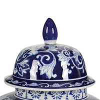 Lina Ginger Jar, Floral and Scroll Design, Blue and White Porcelain 17 Inch - BM350042