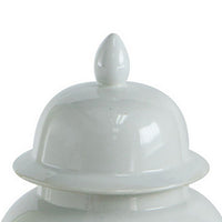 Ginger Jar with Domed Lid and Finial, Tapered Body, White Porcelain 20 Inch - BM350044