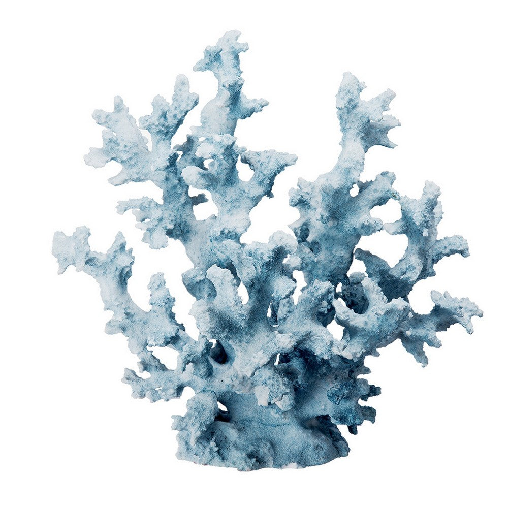 Decorative Sculpture, Faux Coral Accent, Blue Polyresin, 11 Inch Modern - BM350045