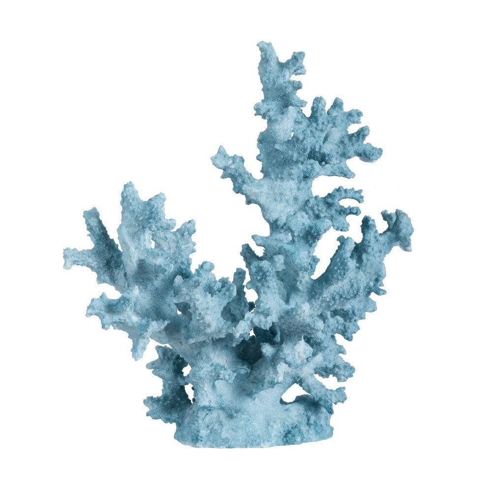 Decorative Sculpture, Faux Coral Accent, Blue Polyresin, 11 Inch Modern - BM350045