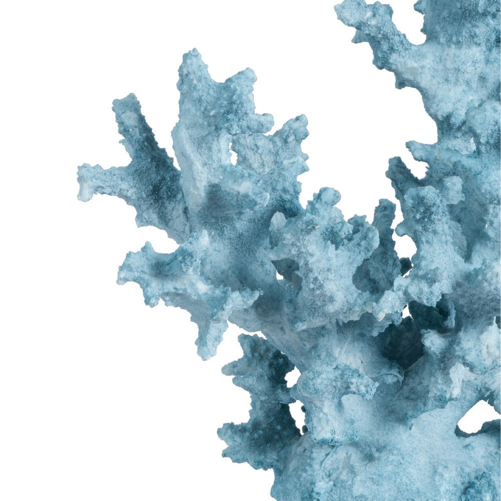 Decorative Sculpture, Faux Coral Accent, Blue Polyresin, 11 Inch Modern - BM350045