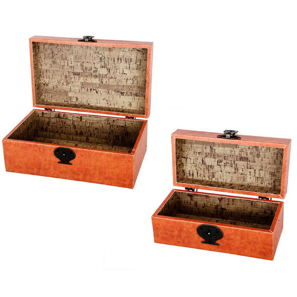 Storage Box Set of 2, Hunting Dogs and Horse Drawn Carriage Print, Brown - BM350046