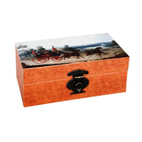 Storage Box Set of 2, Hunting Dogs and Horse Drawn Carriage Print, Brown - BM350046