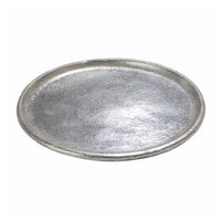 Decorative Plate, Rustic Textured Distress Silver Aluminum 10 Inch Round - BM350049