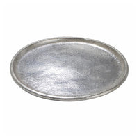 Decorative Plate, Rustic Textured Distress Silver Aluminum 10 Inch Round - BM350049