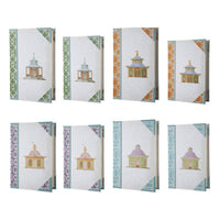 Meer Book Storage Box Set of 8, Chinoiserie Architectural Design, White - BM350051