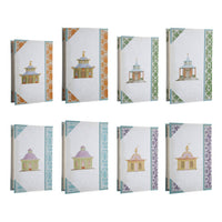 Meer Book Storage Box Set of 8, Chinoiserie Architectural Design, White - BM350051