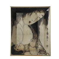 Decorative Serving Tray Set of 2, Japanese Black and White Glass Print - BM350054