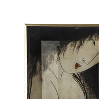 Decorative Serving Tray Set of 2, Japanese Black and White Glass Print - BM350054