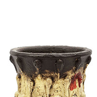 Decorative Flower Vase, 10 Inch Textured Red Cream and Brown Terracotta - BM350056