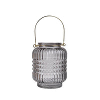 Aly Colorful Candle Holder Set of 4, Cut Glass Jars with Iron Handles - BM350058