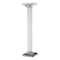Pillar Candle Holder, 17 Inch Tall Fluted Clear Glass, Classic Square Base - BM350063