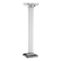 Pillar Candle Holder, 17 Inch Tall Fluted Clear Glass, Classic Square Base - BM350063