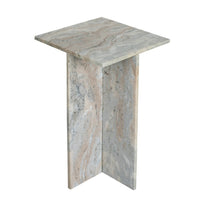 Levi Side End Table, 15 Inch Square Top, Geometric Gray Marble Base - BM350067