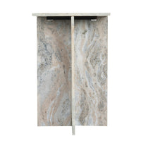 Levi Side End Table, 15 Inch Square Top, Geometric Gray Marble Base - BM350067