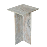 Levi Side End Table, 15 Inch Square Top, Geometric Gray Marble Base - BM350067
