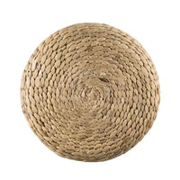 Vin Accent Ottoman, 15 Inch Round, Natural Water Hyacinth Woven Rope - BM350070