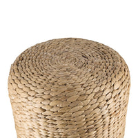 Vin Accent Ottoman, 15 Inch Round, Natural Water Hyacinth Woven Rope - BM350070