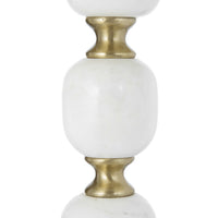 Siny Side End Table, 16 Inch Round Top, White, Gold Stacked Balls Base - BM350073