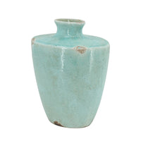Tery Decorative Flower Vase, 10 Inch, Glazed Blue Patina Terracotta - BM350076
