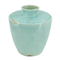 Tery Decorative Flower Vase, 12 Inch, Angled Glazed Blue Patina Terracotta - BM350078