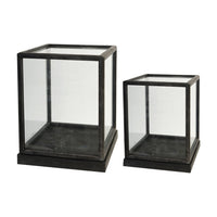 Jeny Display Box Set of 2, Square Clear Glass with Black Fir Wood Frame - BM350080