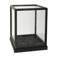 Jeny Display Box Set of 2, Square Clear Glass with Black Fir Wood Frame - BM350080