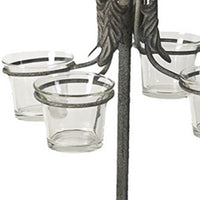 Fia Votive Candle Holder 4 Glass Cups, Black Metal Base with Finial Top - BM350081