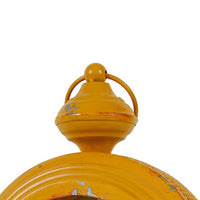 Cia Candle Holder, 13 Inch Round Shape, Yellow Iron with Glass Center - BM350084