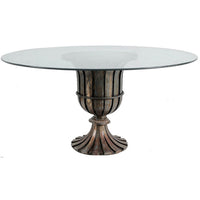 Dining Table, 60 Inch Round Clear Glass Top, Classical Bronze Metal Base - BM350085