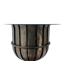 Dining Table, 60 Inch Round Clear Glass Top, Classical Bronze Metal Base - BM350085