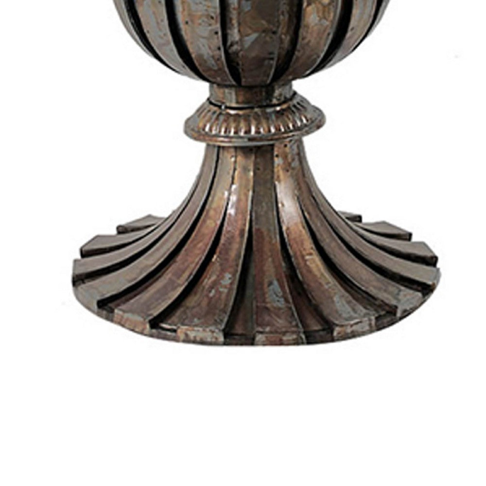Dining Table, 60 Inch Round Clear Glass Top, Classical Bronze Metal Base - BM350085