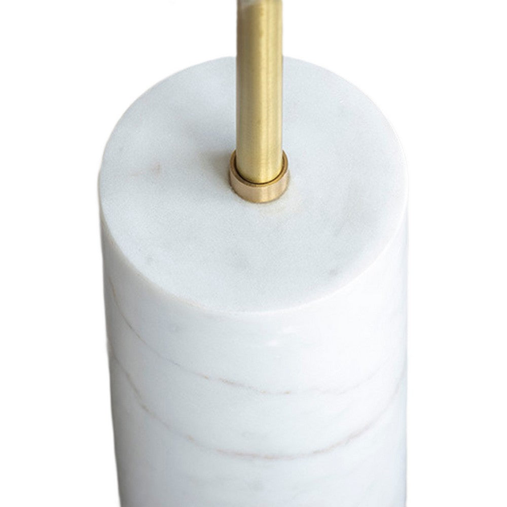 Lima Side End Table, 12 Inch Round Black Agate, Marble Cylinder Base - BM350087