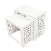 Sumo 2pc Nesting Stool Set, Rectangular Top, Lattice Cutout Sides, White - BM350088
