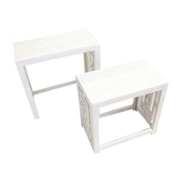 Sumo 2pc Nesting Stool Set, Rectangular Top, Lattice Cutout Sides, White - BM350088