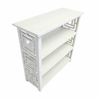 Sumo Console Table with 3 Shelves, Lattice Cutout Sides, White 36 Inch - BM350089