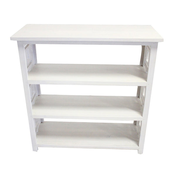 Sumo Console Table with 3 Shelves, Lattice Cutout Sides, White 36 Inch - BM350089