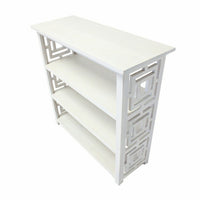 Sumo Console Table with 3 Shelves, Lattice Cutout Sides, White 36 Inch - BM350089