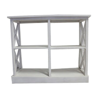 Console Table with 3-Tier Design, X Cutout Sides, White Wood 39 Inch - BM350090