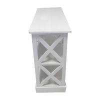 Console Table with 3-Tier Design, X Cutout Sides, White Wood 39 Inch - BM350090